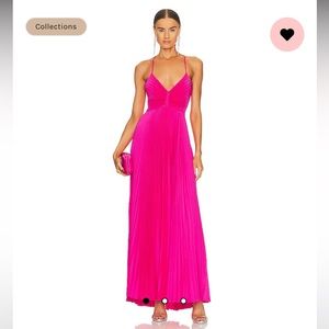Hot Pink A.L.C. Pleated Aries Maxi Dress